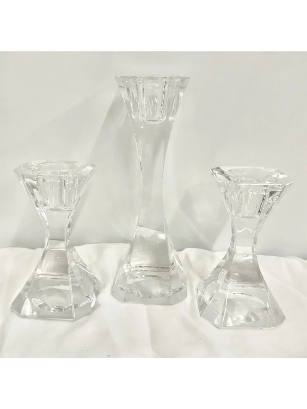 Villeroy & Boch Crystal Candlestick Holders Set of 3 Clear Glass Candleholders